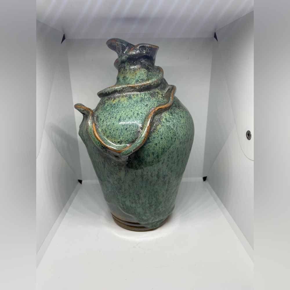 Antique, jade, glazed, pottery vase